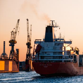 Cargo ship on water